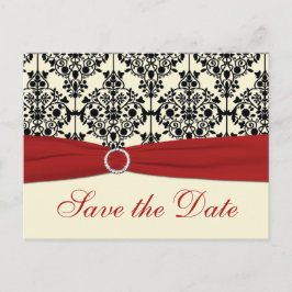 Tarjeta postal de aviso de fecha de boda Rojo, Mar