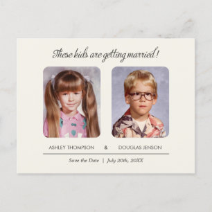 Tarjeta postal de aviso de fecha de bodas con foto