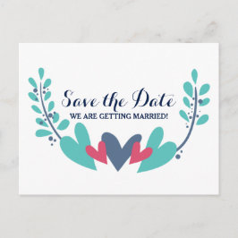 Tarjeta postal de aviso de fecha de bodas de Coraz