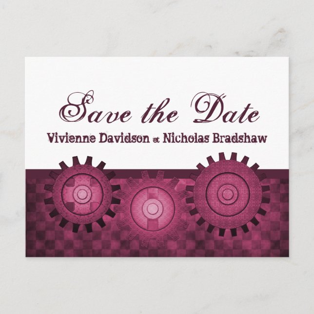 Tarjeta postal de aviso de fecha de estilo steampu (Anverso)