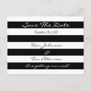 Tarjeta Postal de aviso de fecha de negro y blanco