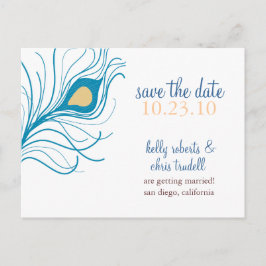 Tarjeta postal de aviso de fecha de Peacock Feathe