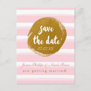 Tarjeta postal de aviso de fecha de Pink Striped &