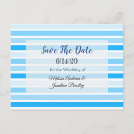 Tarjeta postal de aviso de fecha de rayas azules