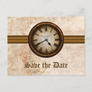 Tarjeta Postal de Aviso de Fecha de Reloj Antiguo 