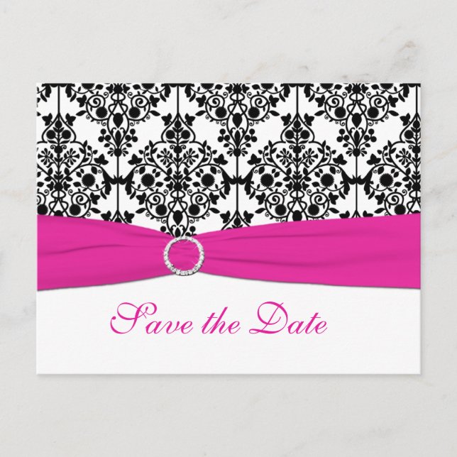 Tarjeta postal de aviso de fecha de salvación rosa (Anverso)