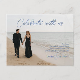 Tarjeta postal de aviso de fecha de salvado con fo