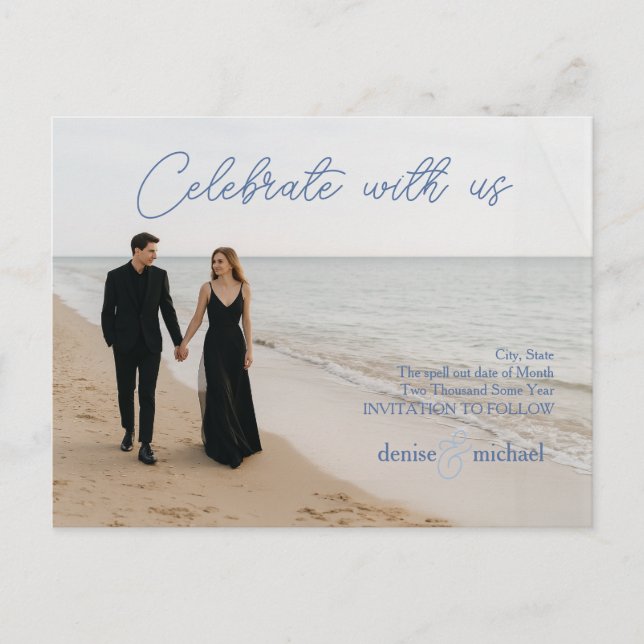 Tarjeta postal de aviso de fecha de salvado con fo (Anverso)