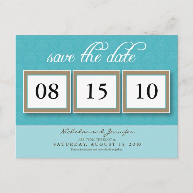 Tarjeta postal de aviso de fecha para Damask Box T (Anverso)