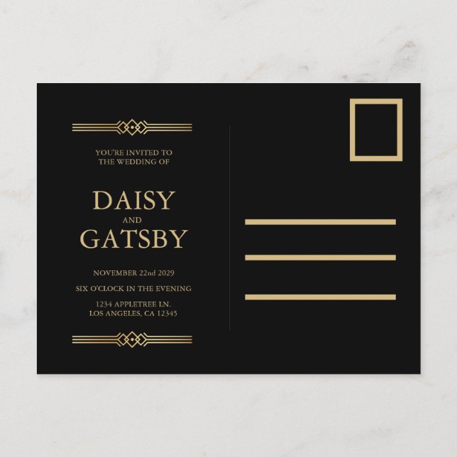 Tarjeta postal de aviso de fecha personalizada al  (Reverso)