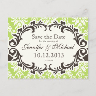Tarjeta postal de aviso de Green Damask