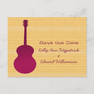 Tarjeta Postal de Aviso de País Rosa Guitarra