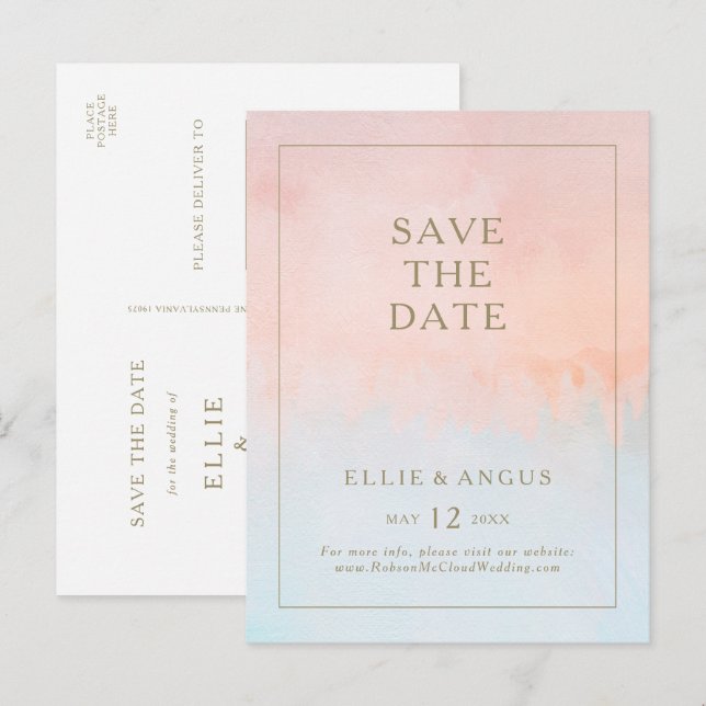 Tarjeta Postal de Aviso de Verano con Acuarela de  (Anverso / Reverso)