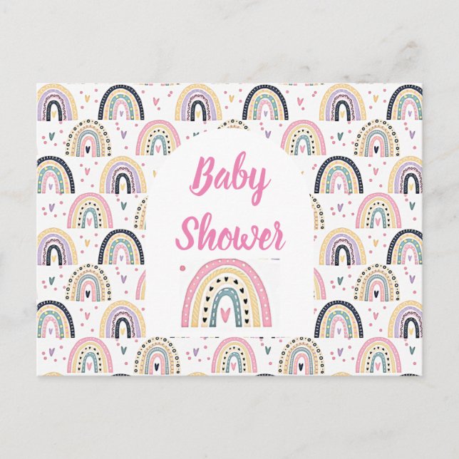 Tarjeta postal de baby shower de arcoíris pastel l (Anverso)