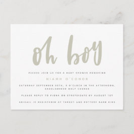 Tarjeta postal de baby shower Oh chico.