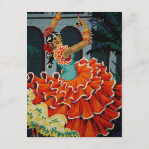 Tarjeta postal de bailarín de flamenco española
