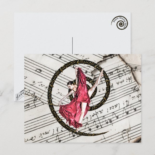 Tarjeta postal de bailarín musical (Anverso / Reverso)
