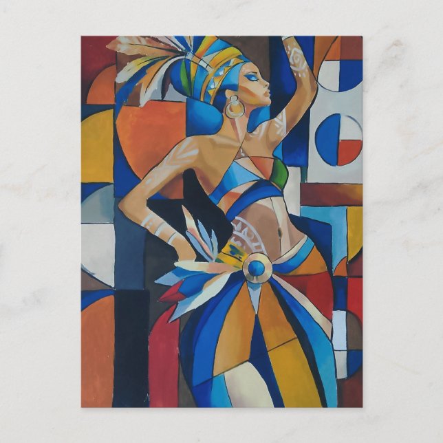 Tarjeta postal de bailarina de carnaval cubista (Anverso)