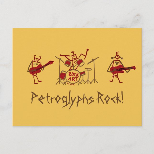 Tarjeta postal de banda de rock de los petroglifos (Anverso)