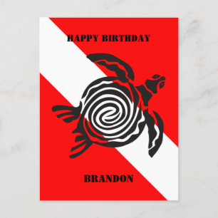 Tarjeta postal de bandera de buceo personalizada y