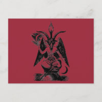 TARJETA POSTAL DE BAPHOMET ROJA