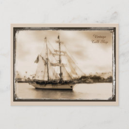 Tarjeta postal de barco alto de tono marrón vintag