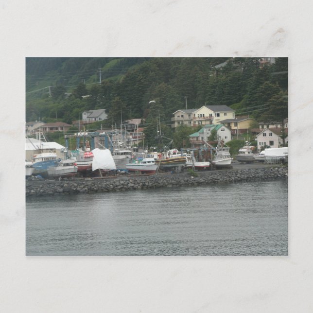 Tarjeta postal de barcos pesqueros de la isla de K (Anverso)