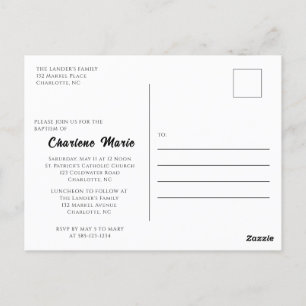 Tarjeta postal de bautismo para la celebración del
