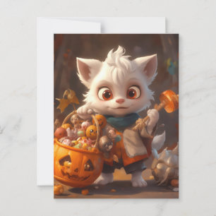 Tarjeta postal de bebé hombre lobo con canasta de
