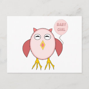Tarjeta postal de bebé niña búho linda