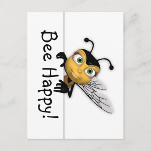 Tarjeta postal de Bee Happy Post - Abeja de miel