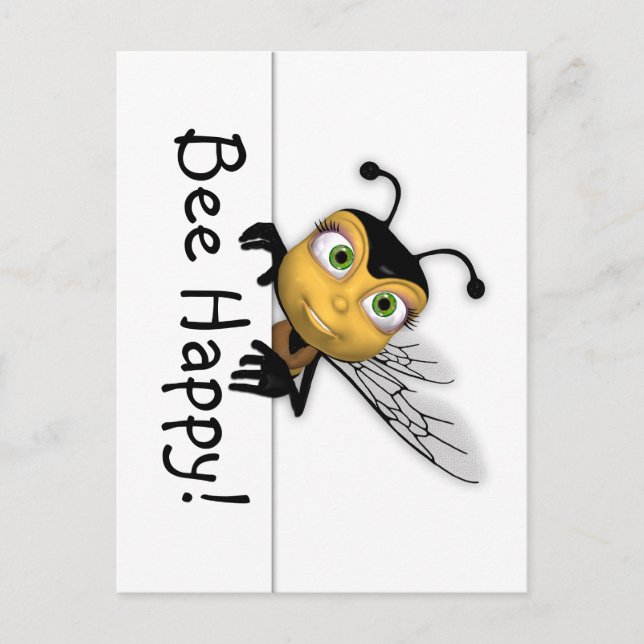 Tarjeta postal de Bee Happy Post - Abeja de miel (Anverso)