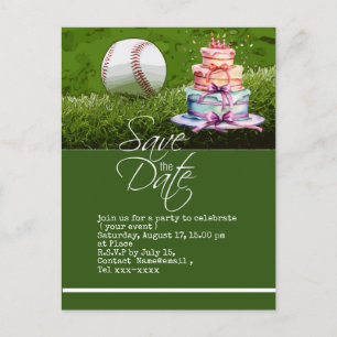 Tarjeta postal de béisbol para guardar la fecha en