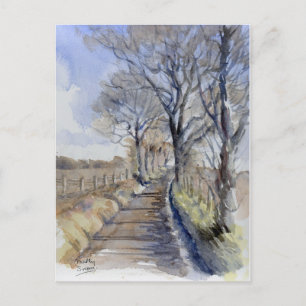 Tarjeta postal de bellas artes: un camino invernal