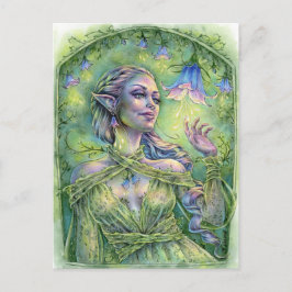 Tarjeta postal de Bellz Hada Elfa Verde Bosque Flo