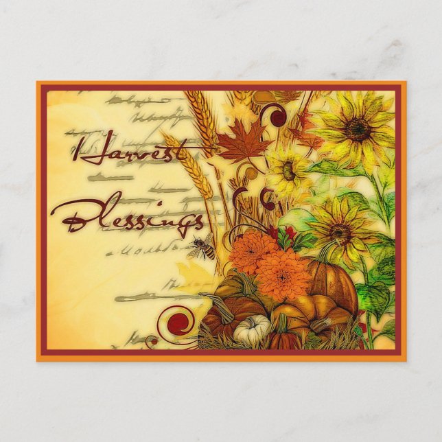 Tarjeta postal de bendiciones de cosecha (Anverso)