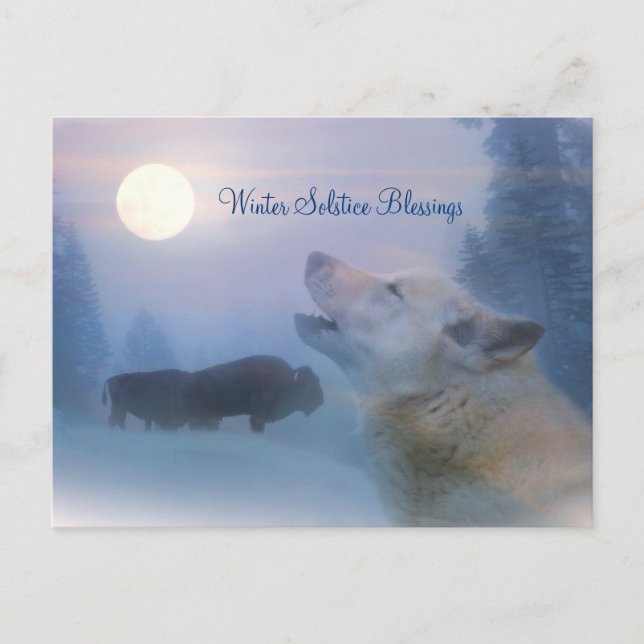 Tarjeta postal de bendiciones de lobo y búfalo del (Anverso)