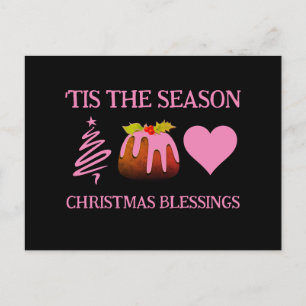 Tarjeta postal de BENDICIONES NAVIDEÑAS rosadas