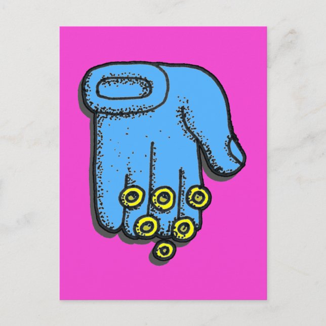 Tarjeta postal de beneficencia de mano azul (Anverso)