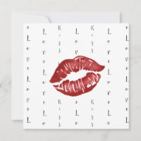 Tarjeta postal de beso con lápiz labial rojo