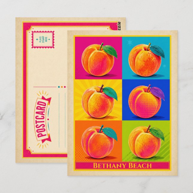 Tarjeta postal de Bethany Beach Delaware Peach Vin (Anverso / Reverso)