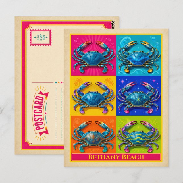 Tarjeta postal de Bethany Beach Delaware Peach Vin (Anverso / Reverso)
