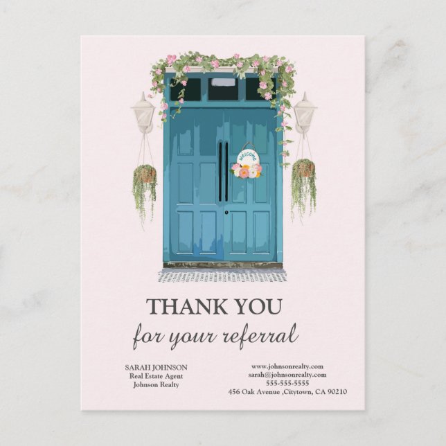 Tarjeta Postal De Bienes Raíces Gracias Por La Rec (Anverso)