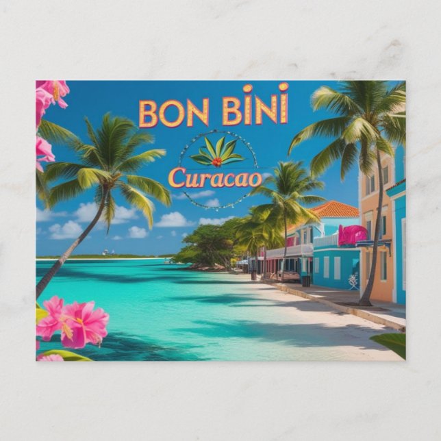 Tarjeta postal de bienvenida a Curazao (Anverso)
