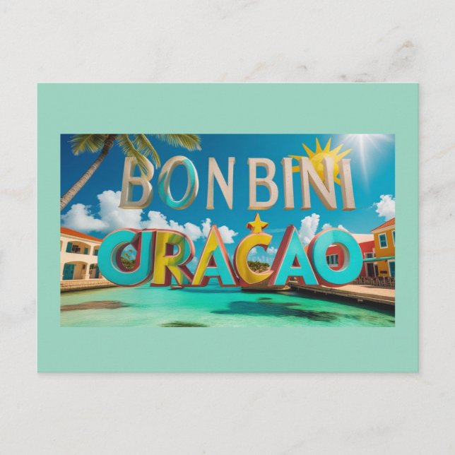 Tarjeta postal de bienvenida a Curazao (Anverso)