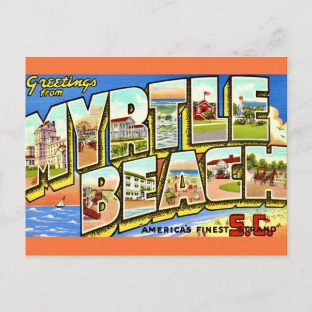 Tarjeta postal de bienvenida a Myrtle Beach (Anverso)