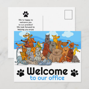 Tarjeta postal de bienvenida a nuestro negocio de 