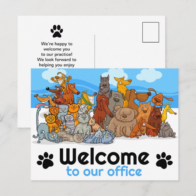 Tarjeta postal de bienvenida a nuestro negocio de  (Anverso / Reverso)
