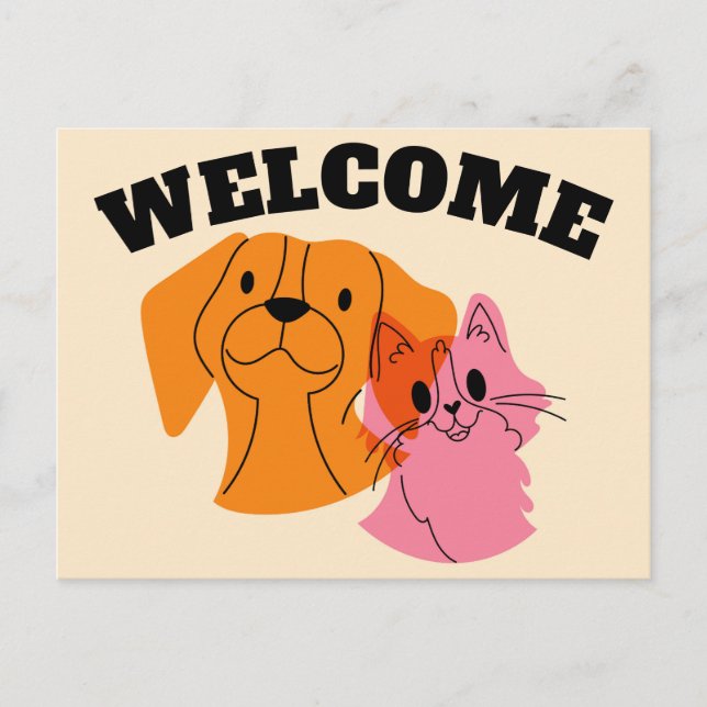 Tarjeta postal de bienvenida a nuestro negocio de  (Anverso)