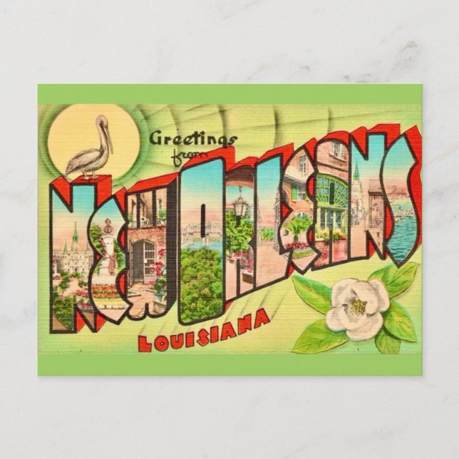 Tarjeta postal de bienvenida a Nueva Orleans (Anverso)